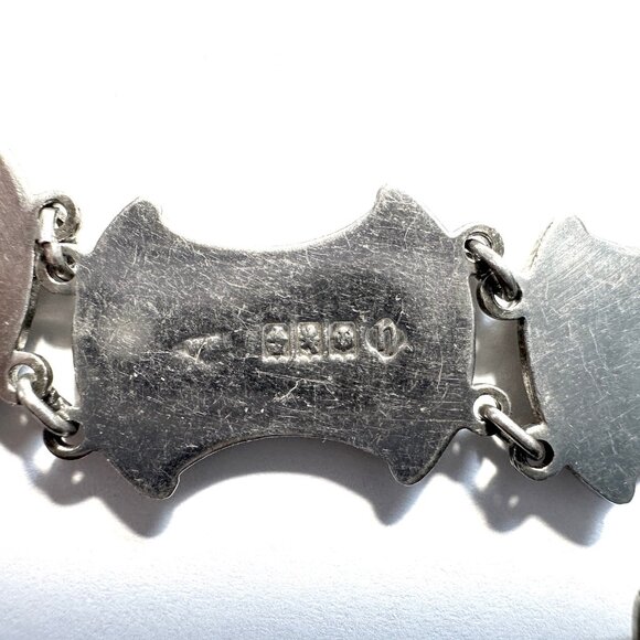 Vintage 1956 Scottish Sterling Silver Glass Agate Bracelet — Ward Brothers — EUC - Picture 11 of 12